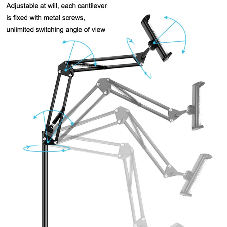 175cm Mobile Phone Tablet Live Broadcast Bedside Lifting Bracket Floor Model (White) - Lazy Bracket by buy2fix | Online Shopping UK | buy2fix