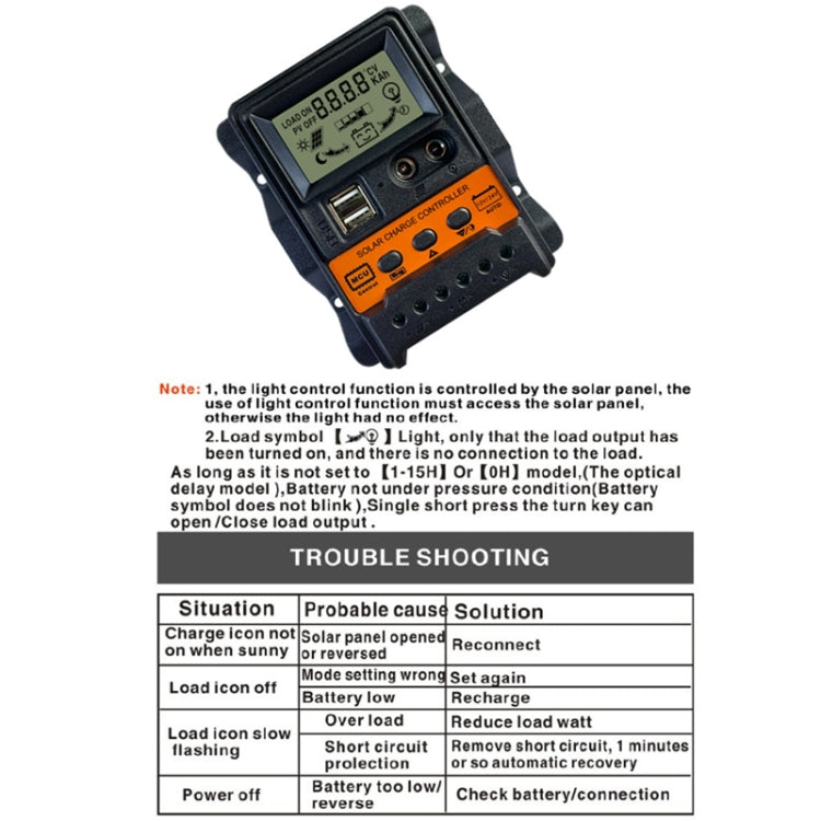 Dual DC Current 12V/24V Solar Controller LCD PWM Photovoltaic Power Generation Controller(20A) - Others by buy2fix | Online Shopping UK | buy2fix