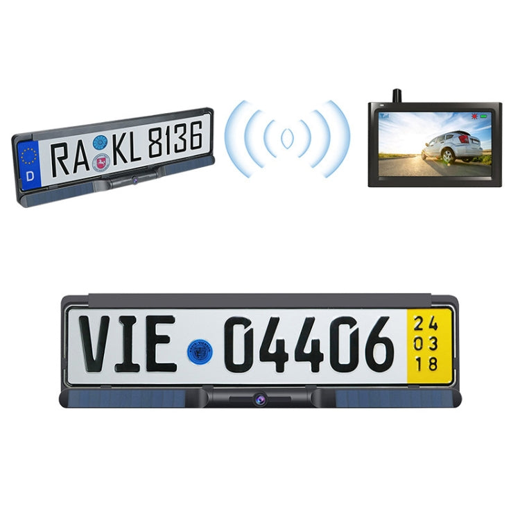 Solar Integrated License Plate Frame Vehicle Camera Wireless Reversing Display(RC03) - Rear View Cameras by buy2fix | Online Shopping UK | buy2fix