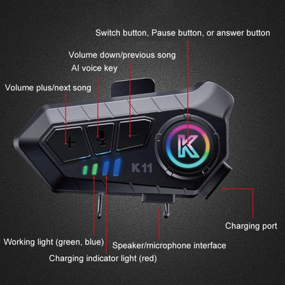 KUQIBAO K11 Motorcycle Helmet Waterproof Subwoofer Bluetooth Headphones(Hard Microphone) - Motorcycle Walkie Talkie by KUQIBAO | Online Shopping UK | buy2fix