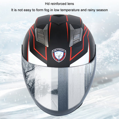 KUQIBAO Motorcycle Smart Bluetooth Sun Protection Double Lens Safety Helmet, Size: L(Bright Black Phantom Fiber+Black Tail) - Helmets by KUQIBAO | Online Shopping UK | buy2fix