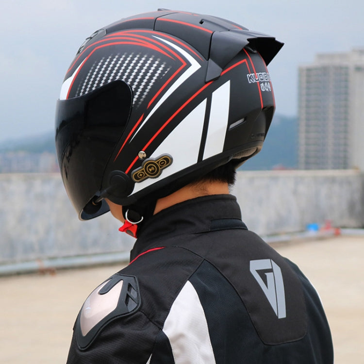 KUQIBAO Motorcycle Smart Bluetooth Sun Protection Double Lens Safety Helmet, Size: L(Bright Black) - Helmets by KUQIBAO | Online Shopping UK | buy2fix