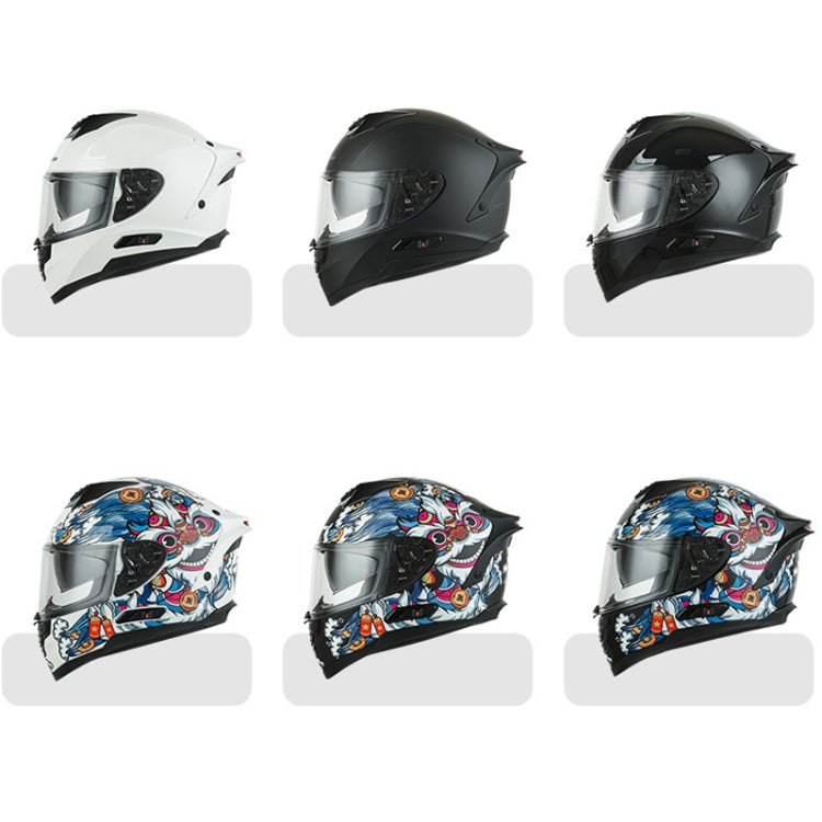KUQIBAO Motorcycle Dual Lens Anti-Fog Helmet With LED Light, Size: XXL(Matte Black Wake Lion) - Helmets by KUQIBAO | Online Shopping UK | buy2fix