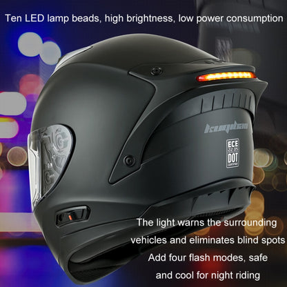 KUQIBAO Motorcycle Dual Lens Anti-Fog Helmet With LED Light, Size: XXL(Matte Black) - Helmets by KUQIBAO | Online Shopping UK | buy2fix