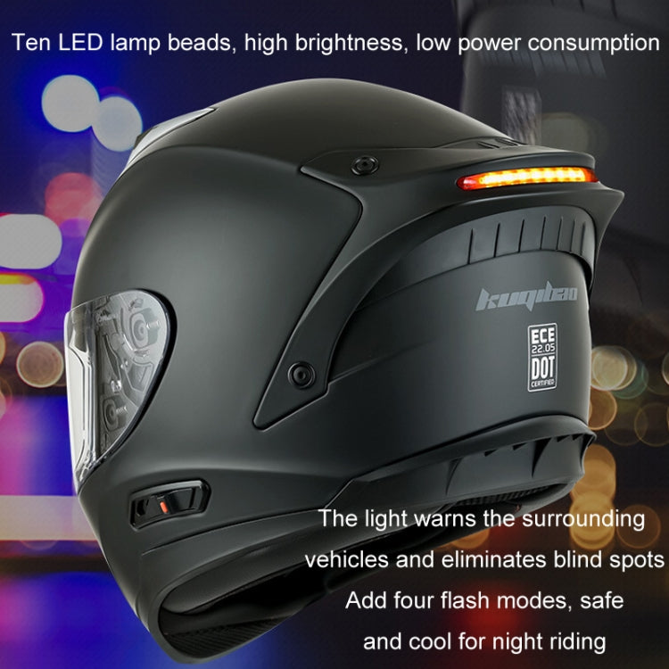 KUQIBAO Motorcycle Dual Lens Anti-Fog Helmet With LED Light, Size: L(White) - Helmets by KUQIBAO | Online Shopping UK | buy2fix