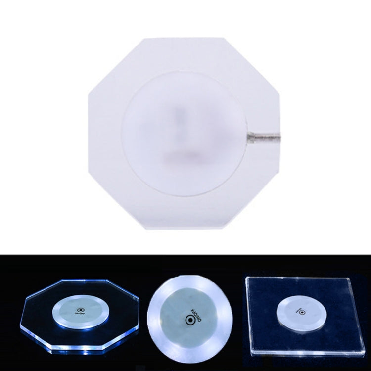 100x4mm Octagonal LED Light Up Acrylic Coaster Transparent Crystal Base(White Light) - Car Drink Holders by buy2fix | Online Shopping UK | buy2fix