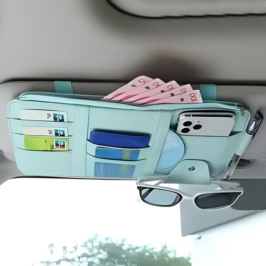 Car Sun Visor Decorative Storage Bill Glasses Holder, Color: Blue With Zipper - Sunglasses & Glasses Clips by buy2fix | Online Shopping UK | buy2fix