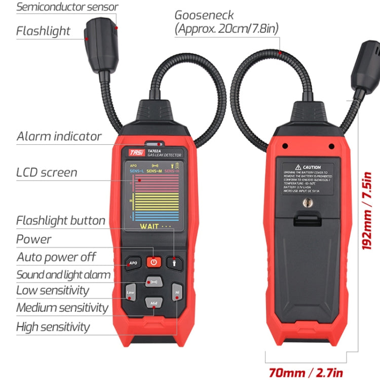 TASI TA702A Simulation Bar Display Cumbelo Gas Detector Portable Gas Testing Instrument Natural Gas Discovery Detective - Gas Monitor by TASI | Online Shopping UK | buy2fix