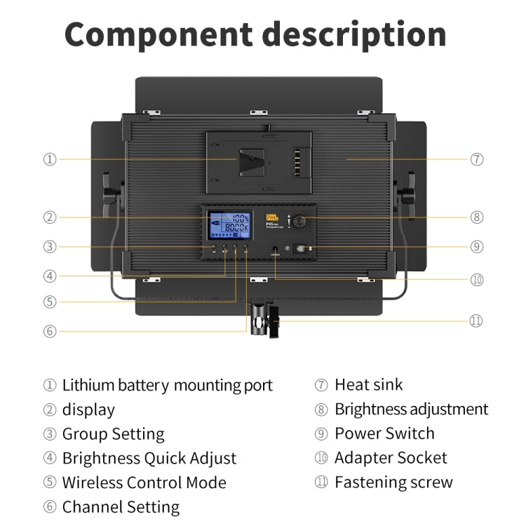 Pixel P45pro High Bright Dual Color Temperature Fill Light 120W Normal Bright Studio Camera Soft Light(A Set With UK Plug Adaptor) -  by Pixel | Online Shopping UK | buy2fix