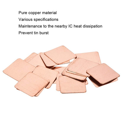 20pcs Laptop Cooling Copper Heat Sink Thermal Conductive Tabs Cell Phone Computer Graphics Card Heat Sinks 15x15x0.1mm - Others by buy2fix | Online Shopping UK | buy2fix