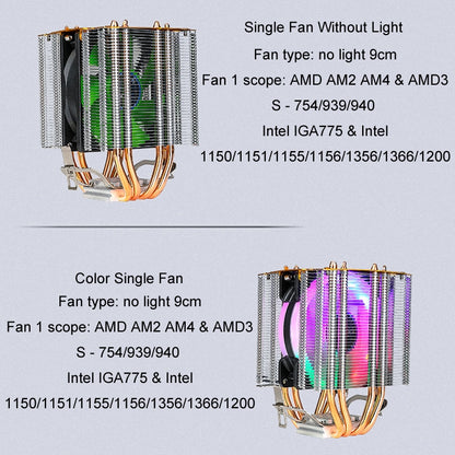 EVESKY 500 Desktop Computer 4 Copper Tube Mute CPU Cooling Fan, Color: Color Single Fan - Fan Cooling by EVESKY | Online Shopping UK | buy2fix