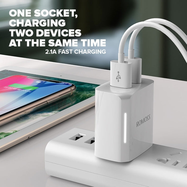 ROMOSS AC12T Foldable With Lamp  10.5W  2.1A Double USB Port Fast Charging Wall Charger,CN Plug - USB Charger by ROMOSS | Online Shopping UK | buy2fix