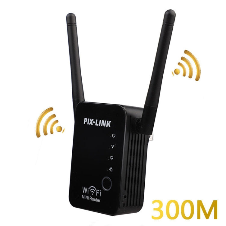 PIX-LINK 2.4G 300Mbps WiFi Signal Amplifier Wireless Router Dual Antenna Repeater(US Plug) - Wireless Routers by PIX-LINK | Online Shopping UK | buy2fix