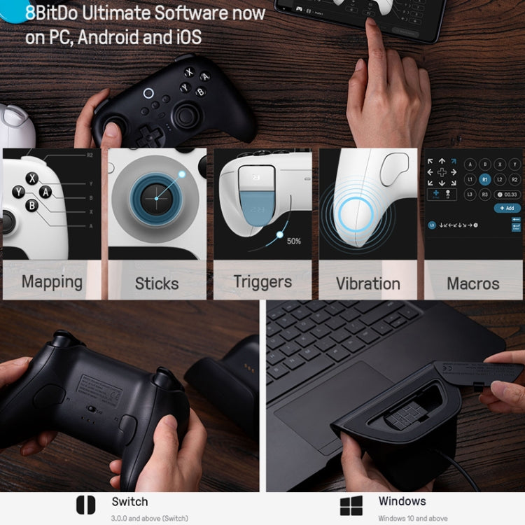 8BitDo For Switch / PC NS Version Wireless Bluetooth Gaming Controller(Black) - Gamepads by 8BitDo | Online Shopping UK | buy2fix