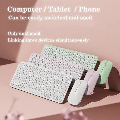 B087 2.4G Portable 78 Keys Dual Mode Wireless Bluetooth Keyboard And Mouse, Style: Keyboard Mouse Set Green - Wireless Keyboard by buy2fix | Online Shopping UK | buy2fix