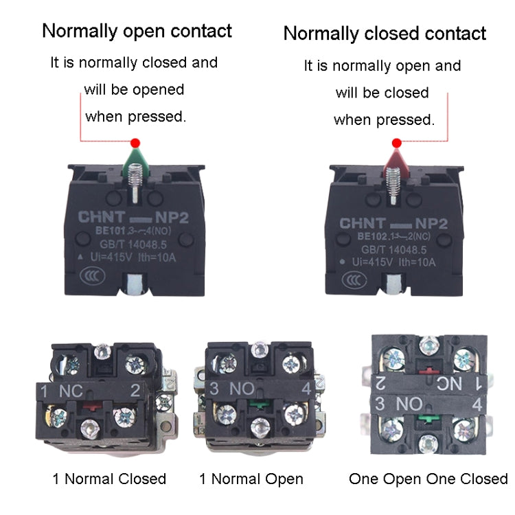 CHINT NP2-BW3361/24V 1 NO Pushbutton Switches With LED Light Silver Alloy Contact Push Button - Car Switches by CHINT | Online Shopping UK | buy2fix