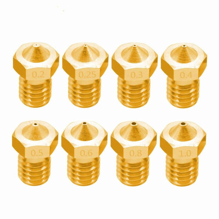 8 PCS Bugatti 3D Printer Accessories E3D-V5 V6 Nozzle M6 Thread Consumables Hot Nozzle, Size:1.75/0.8mm - Consumer Electronics by buy2fix | Online Shopping UK | buy2fix