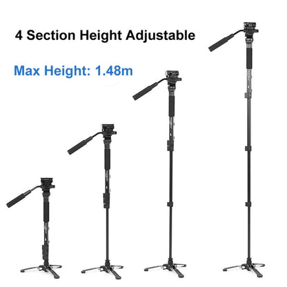 YUNTENG VCT-288RM SLR Camera Monopod Camera Support Foot Hydraulic Head Professional Photography Stand, Height: 1.48m - Camera Accessories by YUNTENG | Online Shopping UK | buy2fix