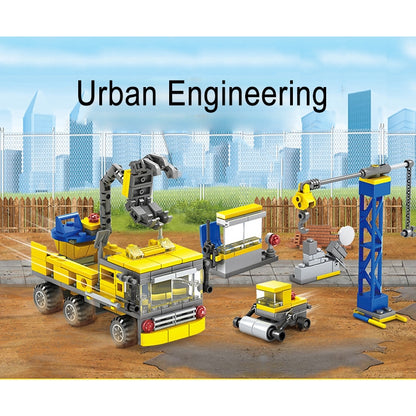 KAZI 16 in 1 Sets DIY Construction Engineering Vehicles Excavator Model Building Blocks Compatible City Construction Bricks Toys, Age Range: 6 Years Old Above - Building Blocks by buy2fix | Online Shopping UK | buy2fix
