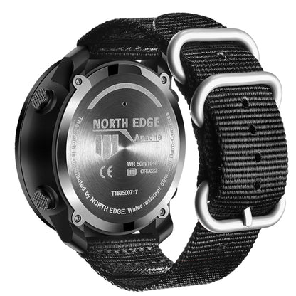 NORTH EDGE Multi-function Waterproof Outdoor Sports Electronic Smart Watch, Support Humidity Measurement / Weather Forecast / Speed Measurement, Style: Nylon Strap(Black) - Nylon Strap Watches by NORTH EDGE | Online Shopping UK | buy2fix