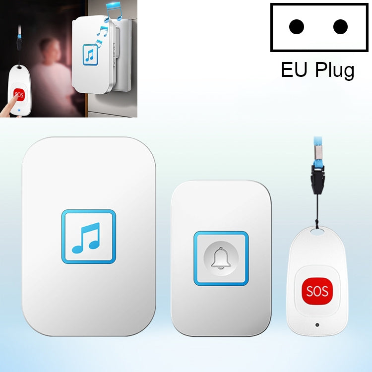 CACAZI C86 Wireless SOS Pager Doorbell Old man Child Emergency Alarm Remote Call Bell, EU Plug(White) - Security by CACAZI | Online Shopping UK | buy2fix
