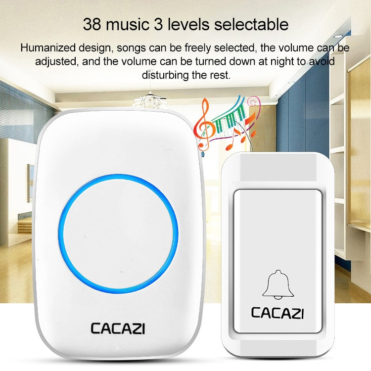 CACAZI A10G One Button Three Receivers Self-Powered Wireless Home Cordless Bell, UK Plug(White) - Security by CACAZI | Online Shopping UK | buy2fix