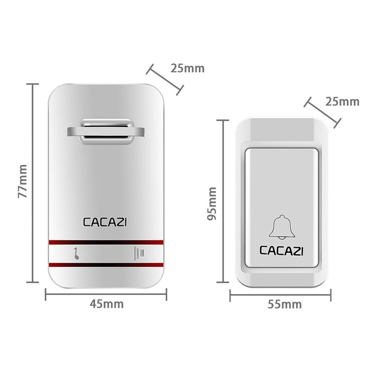 CACAZI V027G One Button One Receivers Self-Powered Wireless Home Kinetic Electronic Doorbell, EU Plug - Security by CACAZI | Online Shopping UK | buy2fix