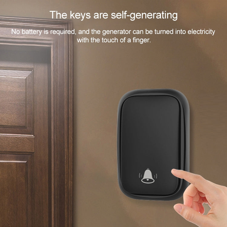 CACAZI FA88 Self-Powered Smart Home Wireless Doorbell, EU Plug(Black) - Security by CACAZI | Online Shopping UK | buy2fix