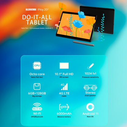 ALLDOCUBE iPlay 20P T1021P 4G Call Tablet, 10.1 inch, 6GB+128GB, Android 11 MTK Helio P60 (MT6771) Octa Core 2.0GHz, Support OTG & FM & Bluetooth & Dual Band WiFi & Dual SIM - ALLDOCUBE by ALLDOCUBE | Online Shopping UK | buy2fix