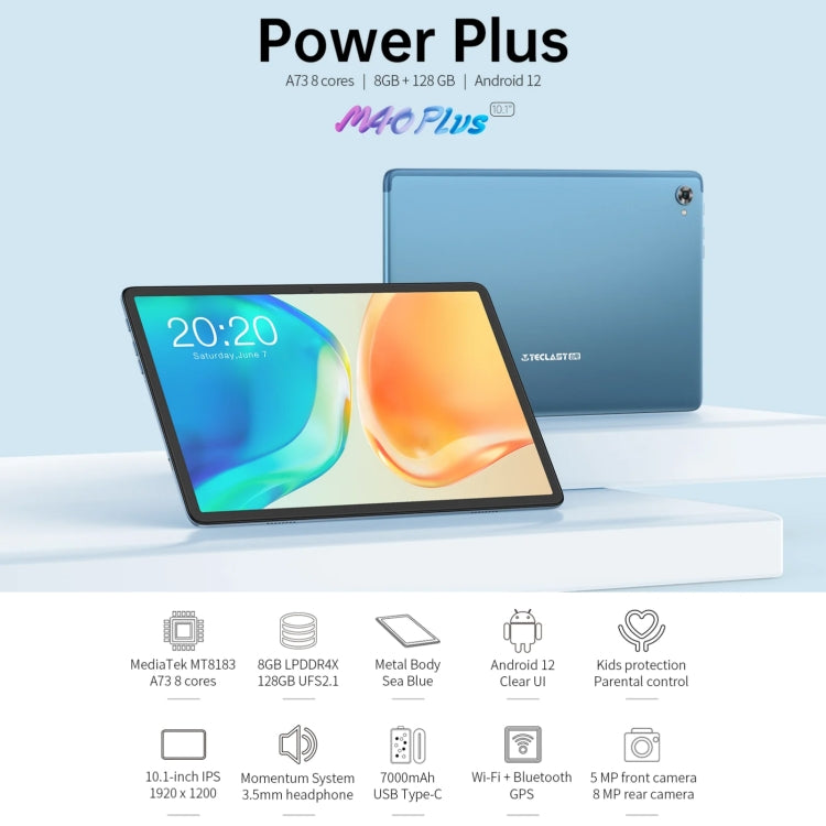 Teclast M40 Plus Tablet PC, 10.1 inch, 8GB+128GB, Android 12 MT8183 Octa Core, Support Dual Band WiFi & Bluetooth & GPS - TECLAST by TECLAST | Online Shopping UK | buy2fix