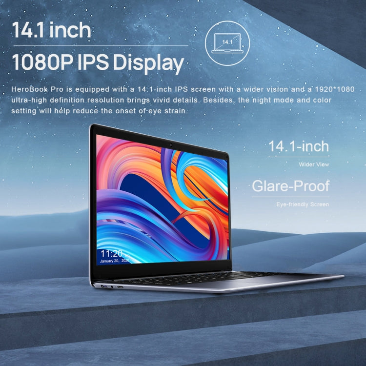 CHUWI HeroBook Pro, 14.1 inch, 8GB+256GB, Windows 11, Intel Gemini Lake N4020 Dual Core, EU Plug(Space Grey) - CHUWI by CHUWI | Online Shopping UK | buy2fix