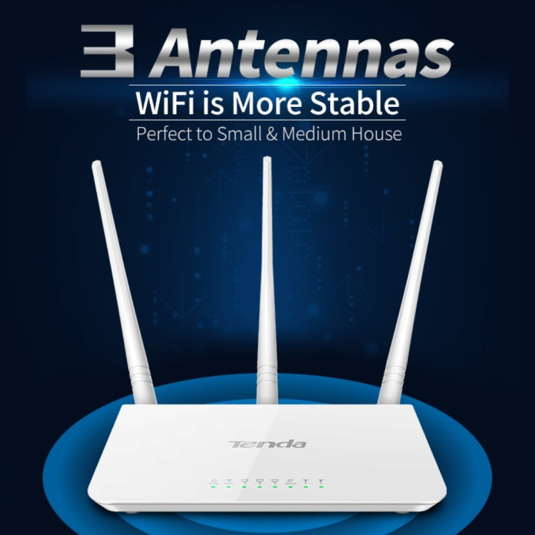 Tenda F3 Wireless 2.4GHz 300Mbps WiFi Router with 3*5dBi External Antennas(White) -  by Tenda | Online Shopping UK | buy2fix