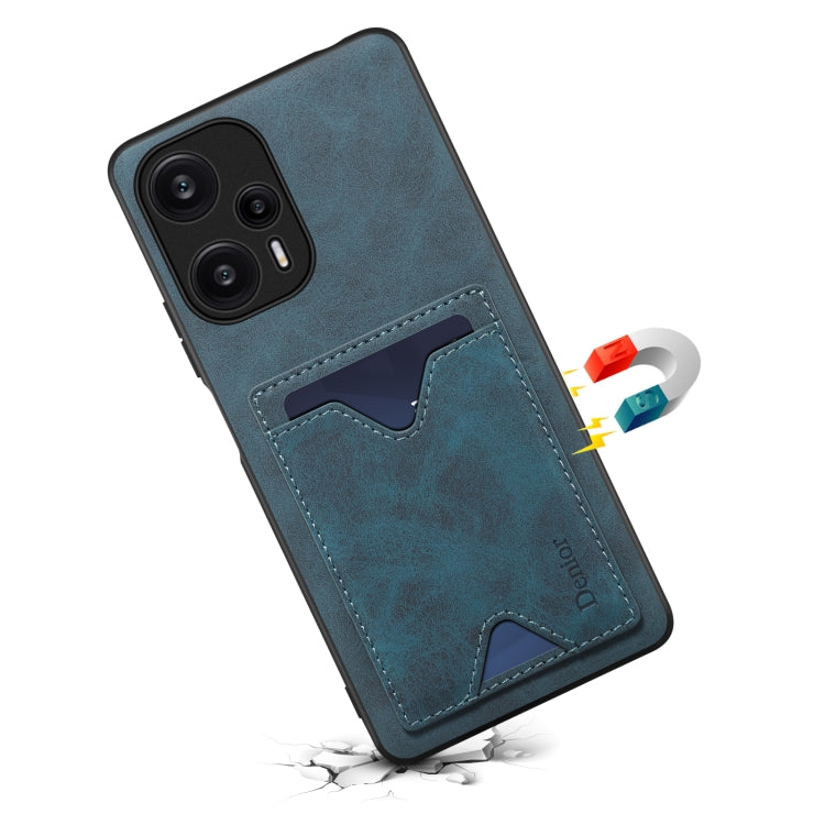 Denior PU Back Cover Card Slot Holder Phone Case For Xiaomi Redmi Note 12 Turbo / Poco F5(Blue) - Xiaomi Cases by Denior | Online Shopping UK | buy2fix