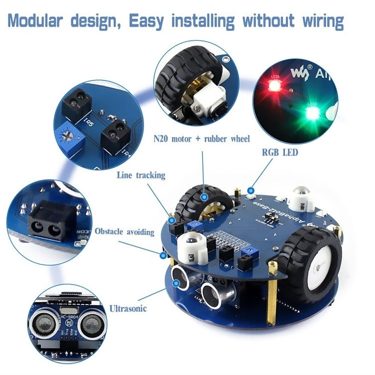 Waveshare AlphaBot2 Robot Building Kit for Arduino (no Arduino Controller) - Robotics Accessories by buy2fix | Online Shopping UK | buy2fix