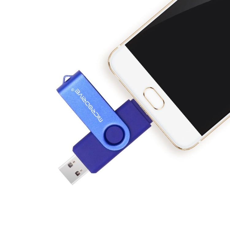 MicroDrive 64GB USB 2.0 Phone and Computer Dual-use Rotary OTG Metal U Disk (Blue) - USB Flash Drives by MicroDrive | Online Shopping UK | buy2fix