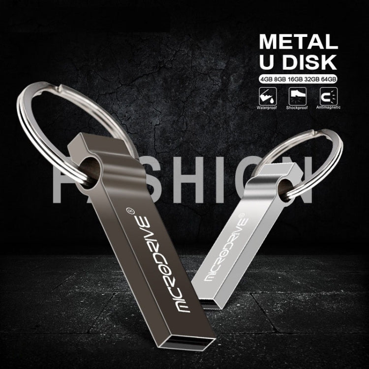 MicroDrive 4GB USB 2.0 Metal Keychain U Disk (Grey) - USB Flash Drives by MicroDrive | Online Shopping UK | buy2fix