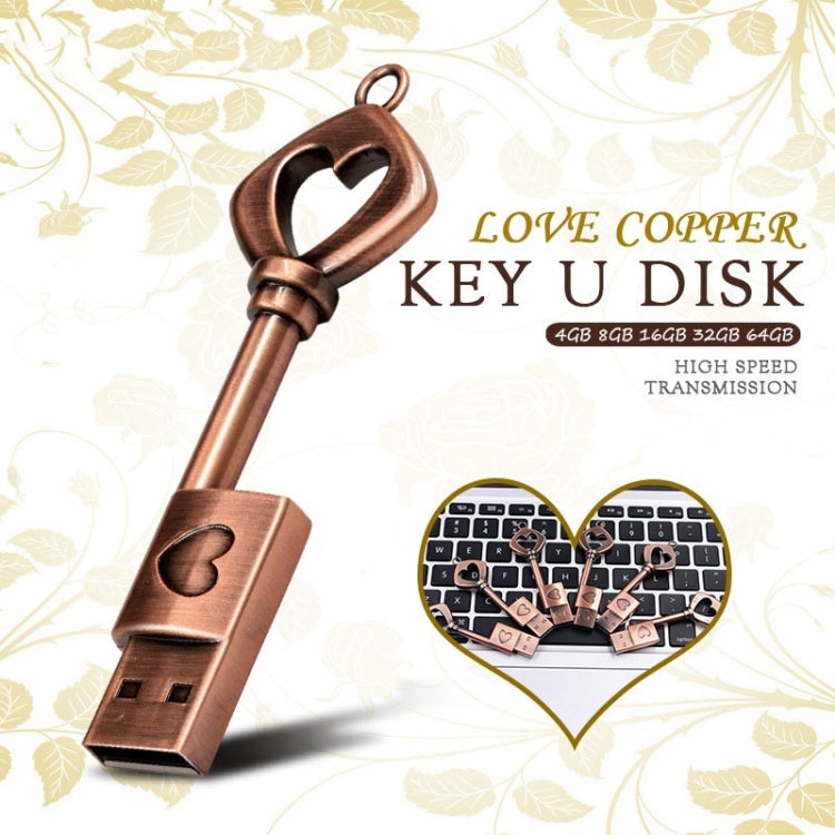 MicroDrive 32GB USB 2.0 Copper Love Key U Disk - USB Flash Drives by MicroDrive | Online Shopping UK | buy2fix