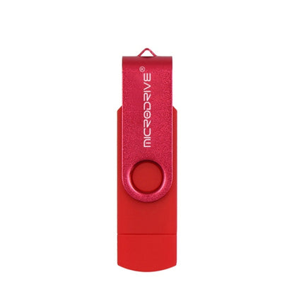 MicroDrive 32GB USB 2.0 Mobile Computer Dual-use Rotating OTG Metal U Disk (Red) - USB Flash Drives by MicroDrive | Online Shopping UK | buy2fix